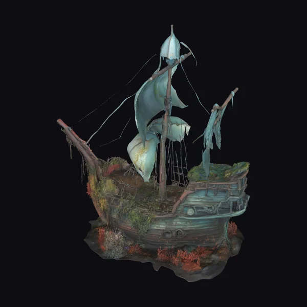 Sunken Shipwreck on Seabed