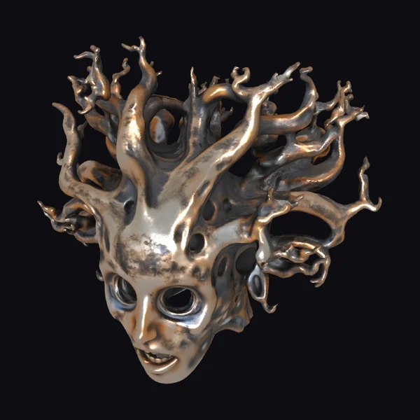 Wooden Human Face Sculpture