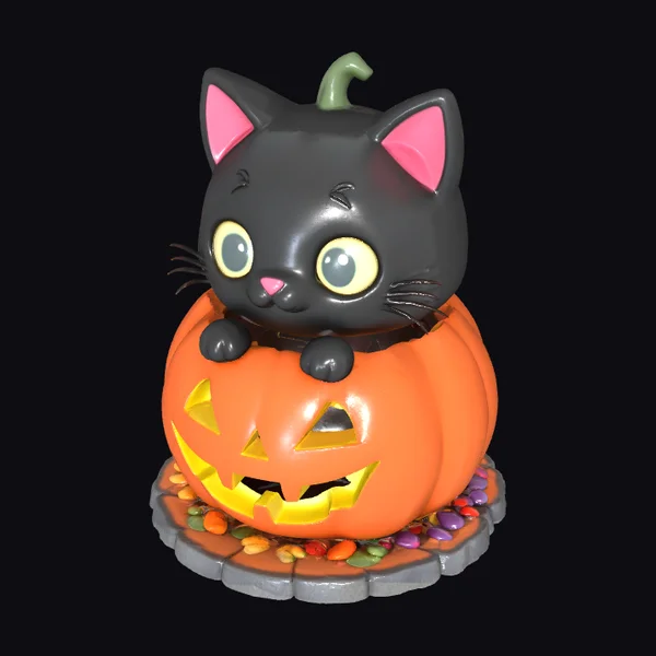Black Cat in Pumpkin