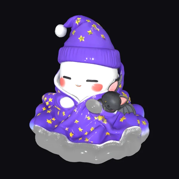 Sleepy Ghost with Bat