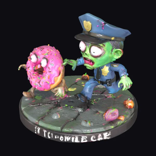 Zombie Cop Chases Donut