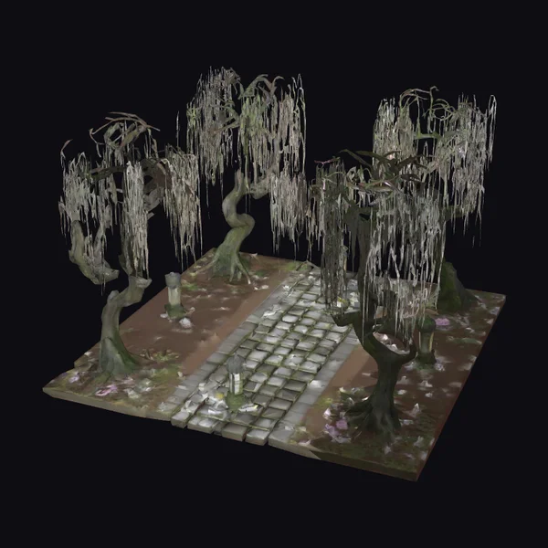 Weeping Willow Garden Scene