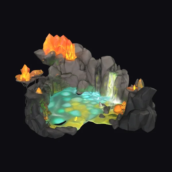 Glowing Crystal Waterfall