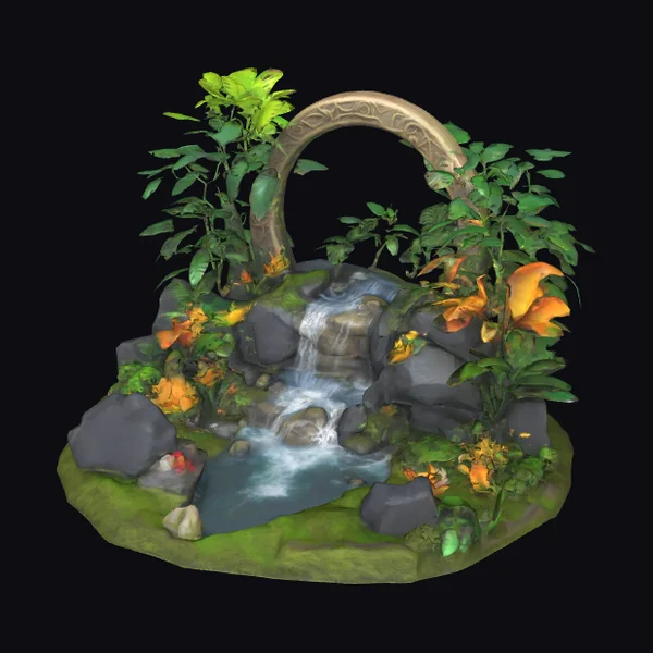 Crescent Moon Waterfall Diorama