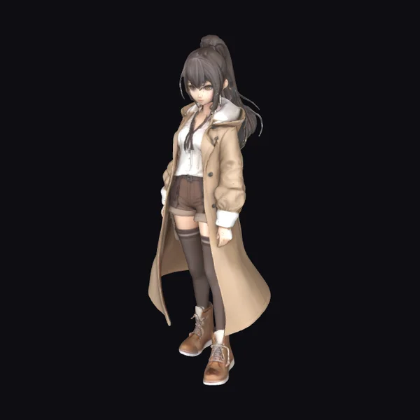 Anime Girl in Trench Coat