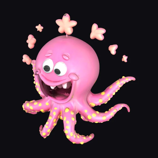 Pink Cartoon Octopus