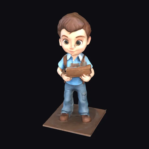 Boy with Tablet and Dinosaurs