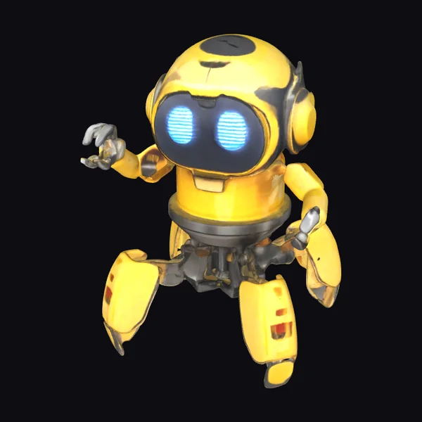 Yellow Robot with Blue Eyes