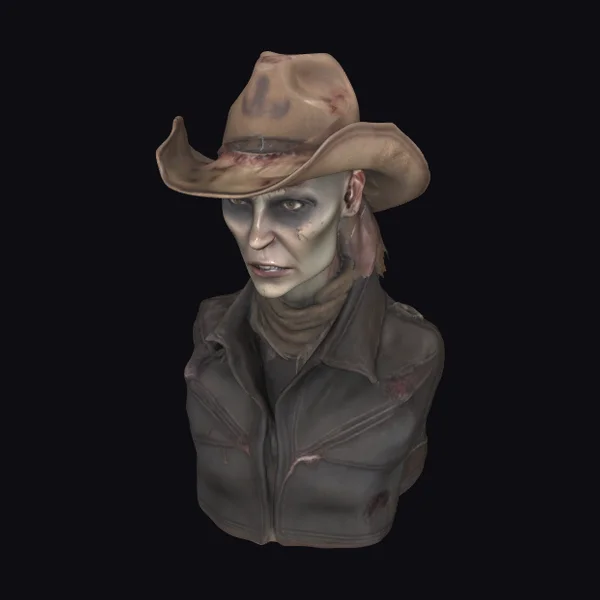Bald Zombie Cowgirl Bust