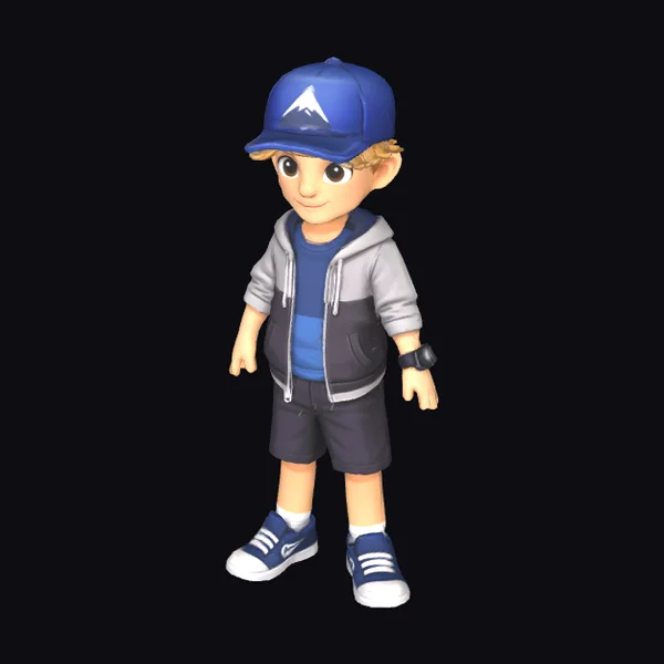 Blond Boy in Blue Cap