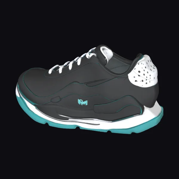 Black Sneaker with Turquoise Accents