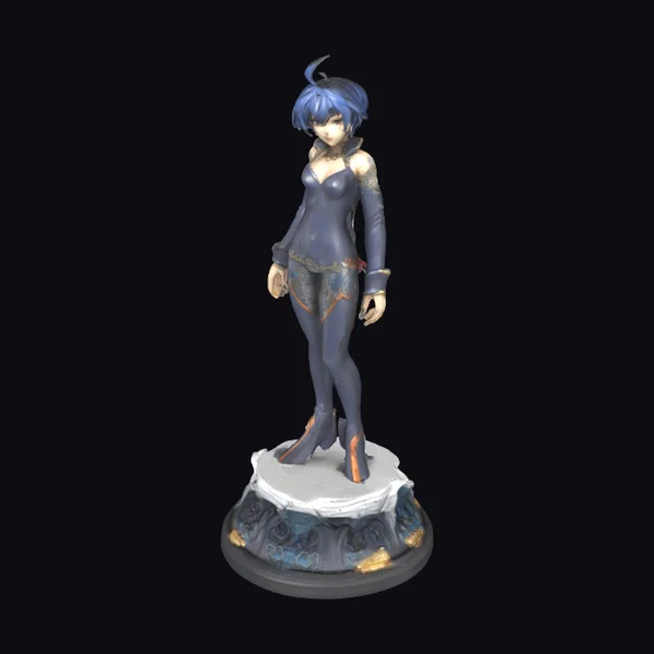 Anime Style Blue Hair Figurine
