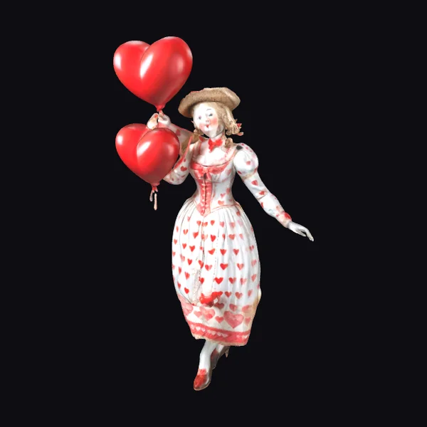 Woman with Heart Balloons