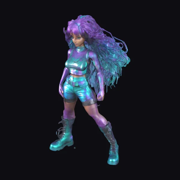 Vibrant Female Action Figure