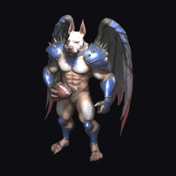 Anthropomorphic Pitbull Football Player