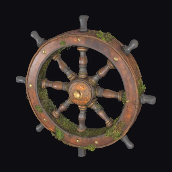 Weathered Wooden Ship Wheel