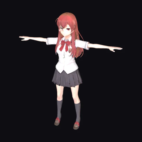 Schoolgirl T-Pose Character