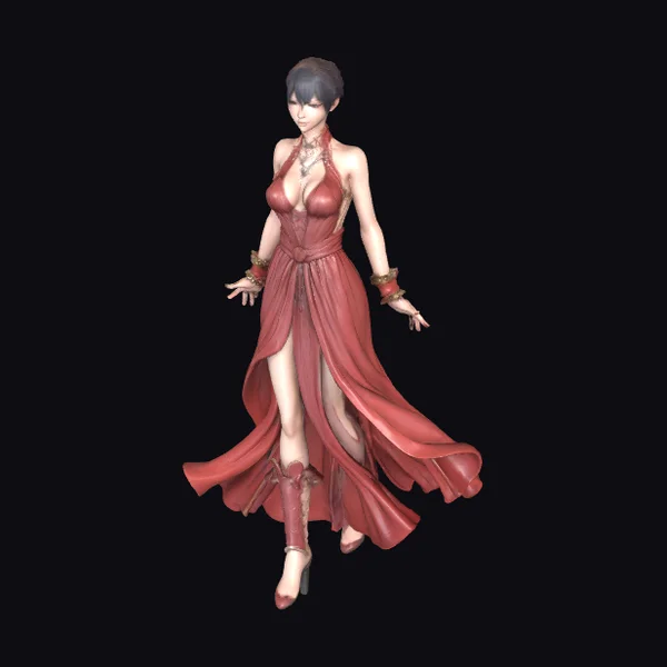 Anime Seductress Red Dress