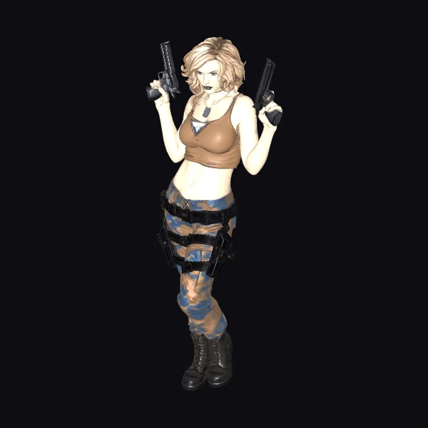 Woman with Twin Pistols