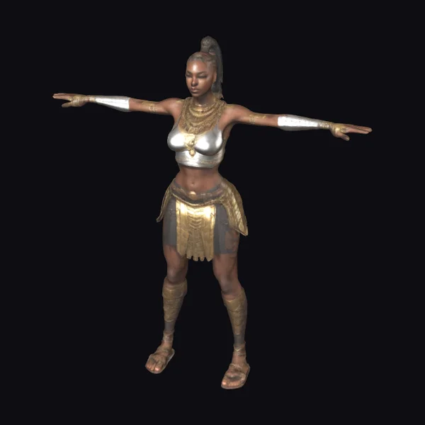 African Warrior Woman T-Pose