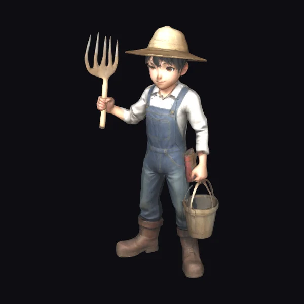 Young Farmer Boy Full Body