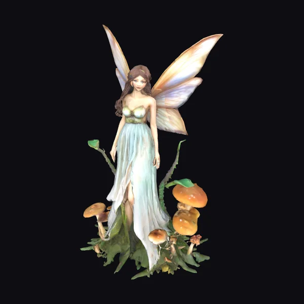 Detailed Fairy with Mushrooms