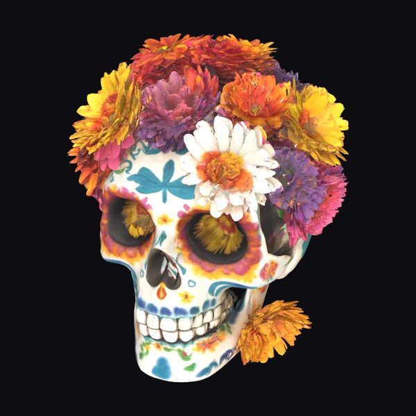 Sugar Skull with Flowers