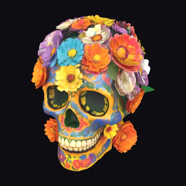 Sugar Skull with Flowers