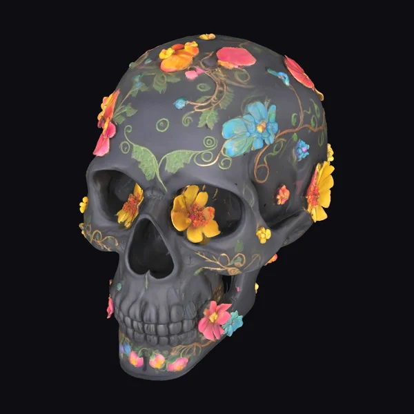 Black Floral Skull