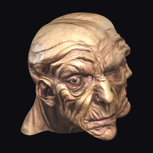 Wrinkled Old Man Head