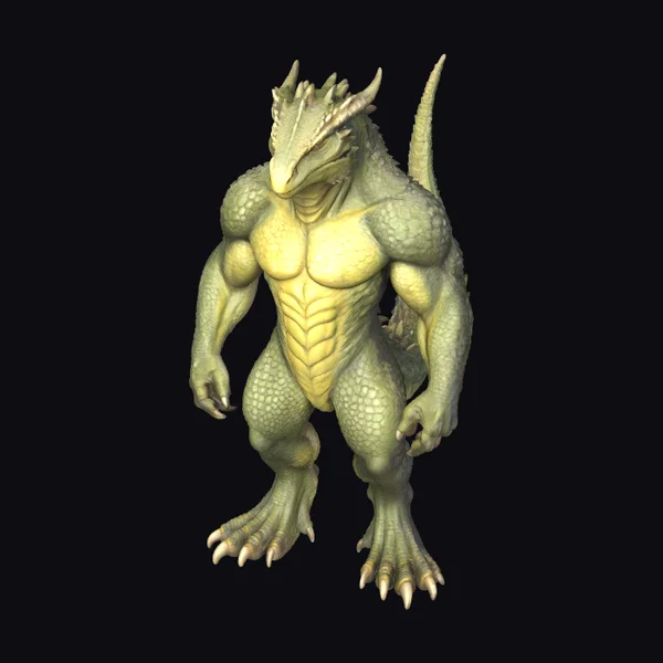 Muscular Green Draconid Creature