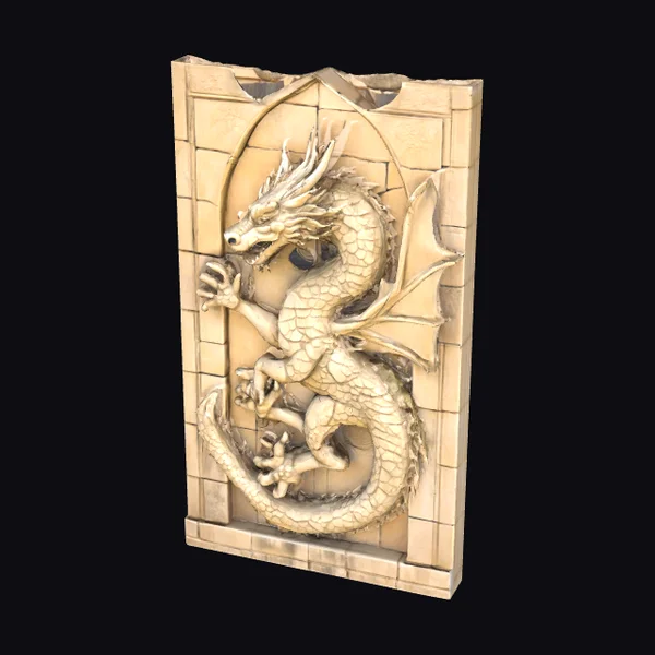 Ancient Stone Dragon Mural