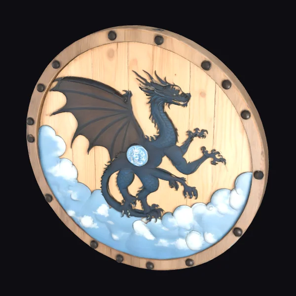 Wooden Round Dragon Shield