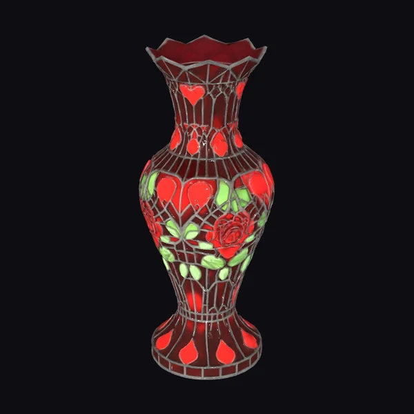 Stained Glass Hearts Vase