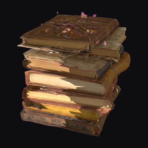 Stack of old leather books