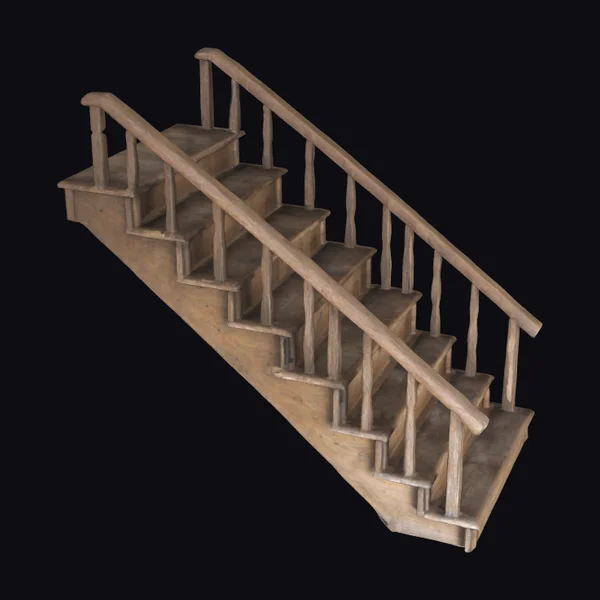 Wooden Staircase with Railing