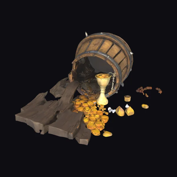 Broken Pirate Treasure Barrel