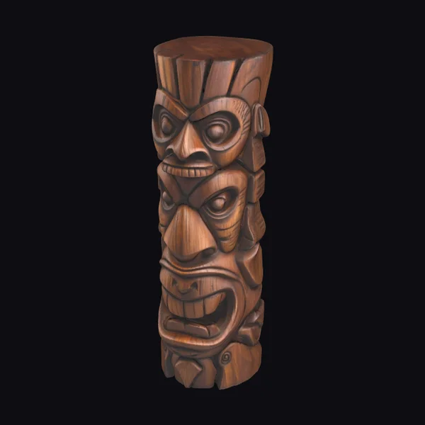 Wooden Tiki Totem Pole