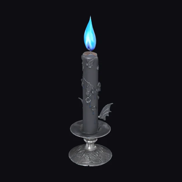 Black Candle with Blue Flame