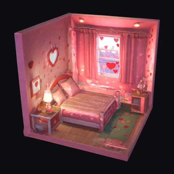 Cozy Heart Bedroom Interior