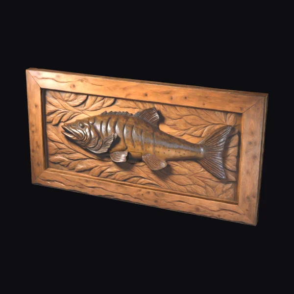 Wooden Catfish Relief Sculpture