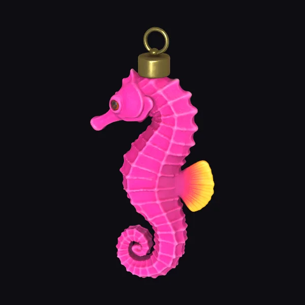 Vibrant Pink Seahorse Ornament