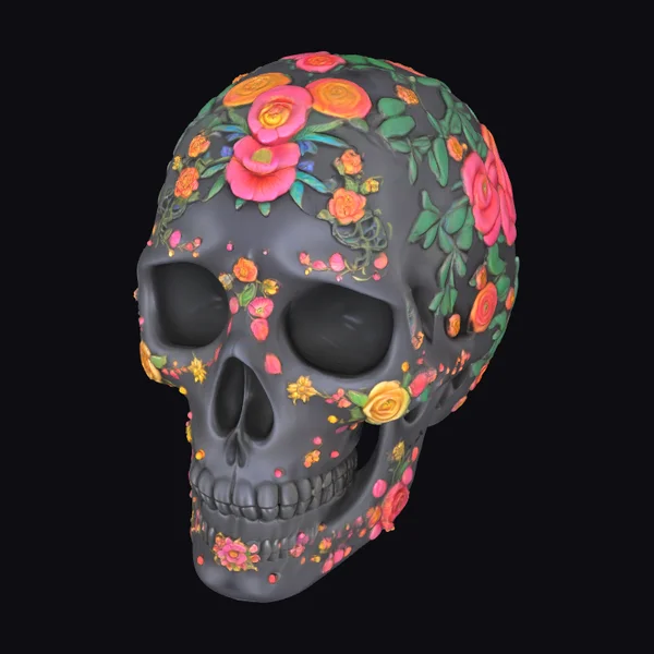 Black Floral Skull