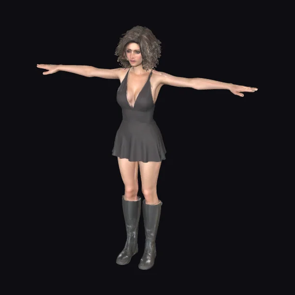 Adult Female in Black Outfit