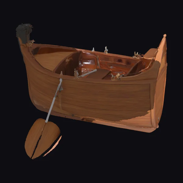 Wooden Boat with Oar