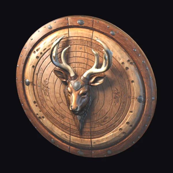 Wooden Shield Deer Emblem