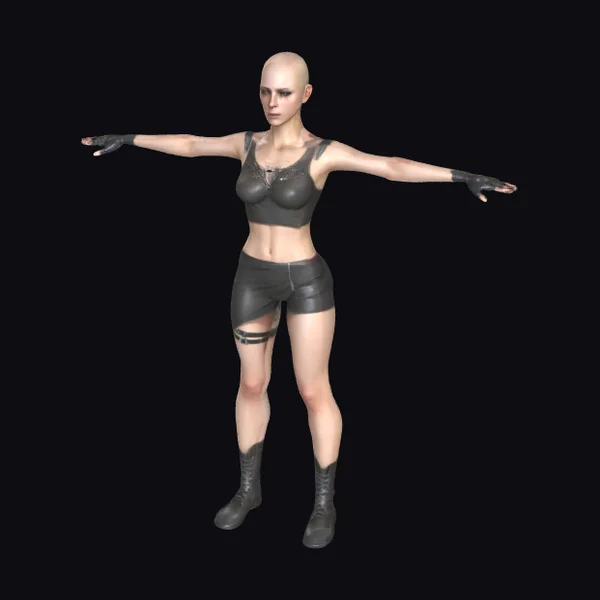 Bald Female Cyberpunk Character