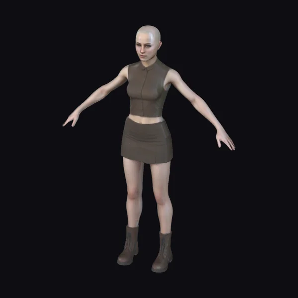 Bald Female Fashion Model