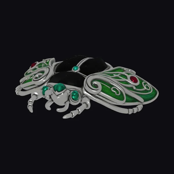 Emerald Winged Scarab Brooch