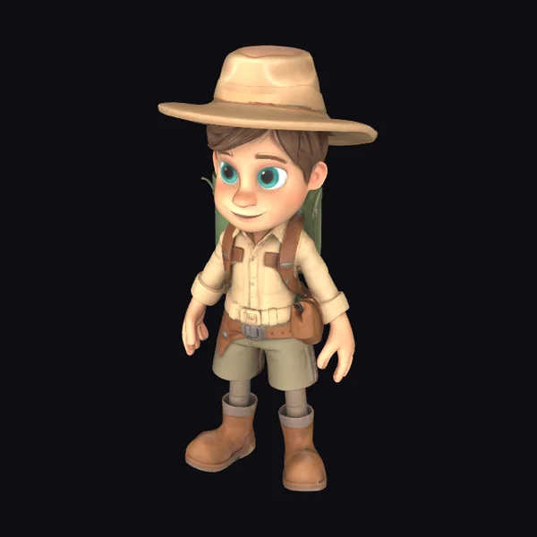 Cartoon Explorer Boy Character